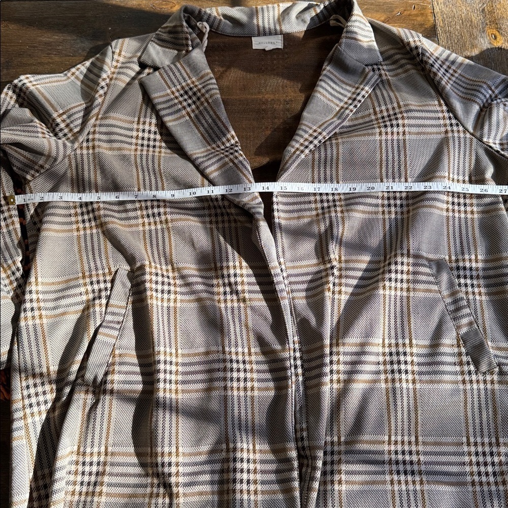 Melloday Mid Length Plaid Open Jacket w/Pockets - Picture 8 of 10